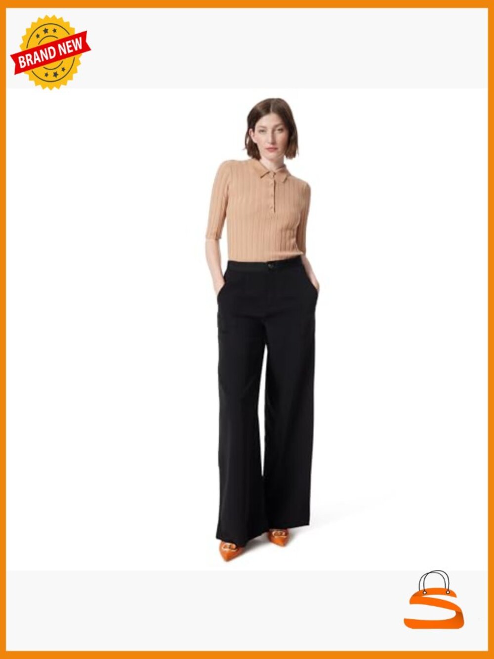 Wide Leg Pant with Utility Pockets High Rise - Picture 4 of 4